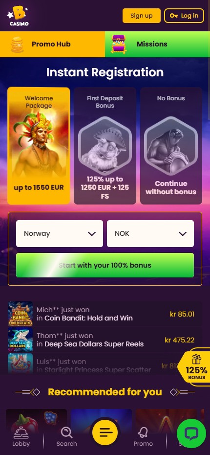 Bizzo Casino mobile home