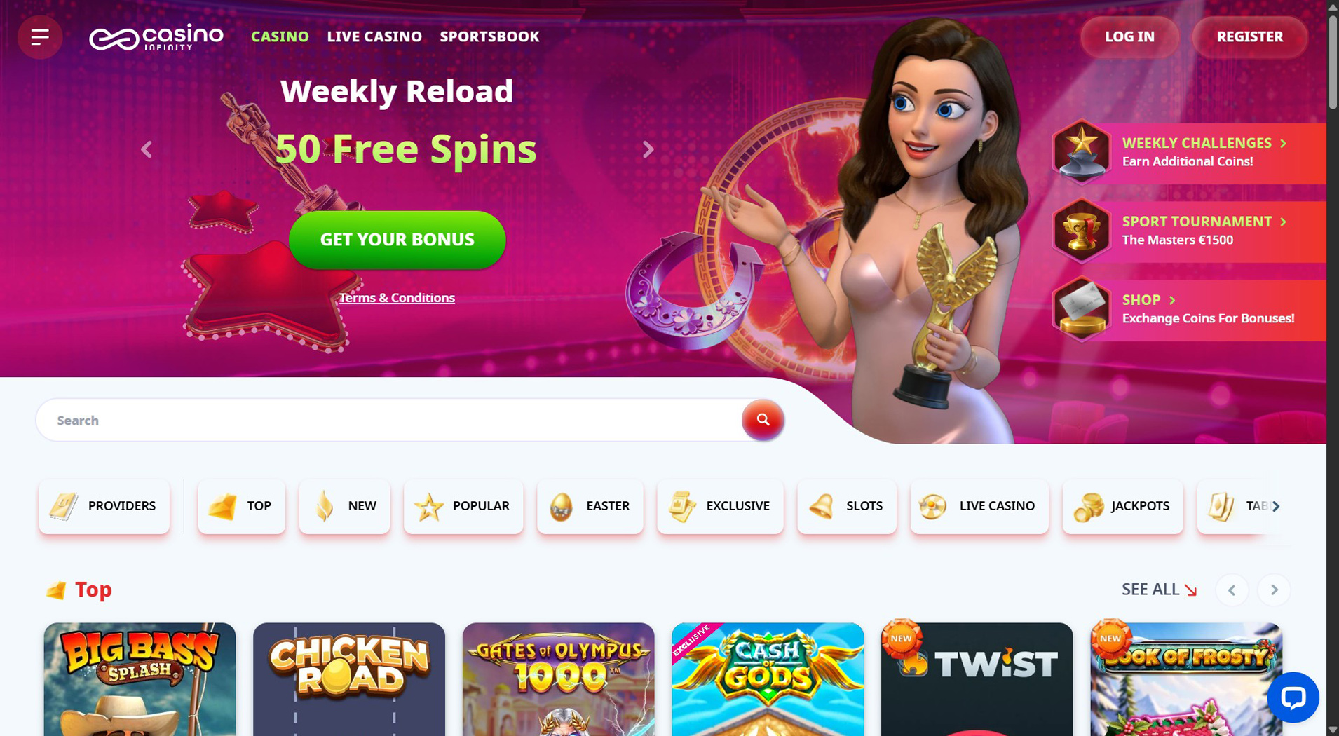 10. Casino Infinity- Zanesljiv spletni Casino Pick